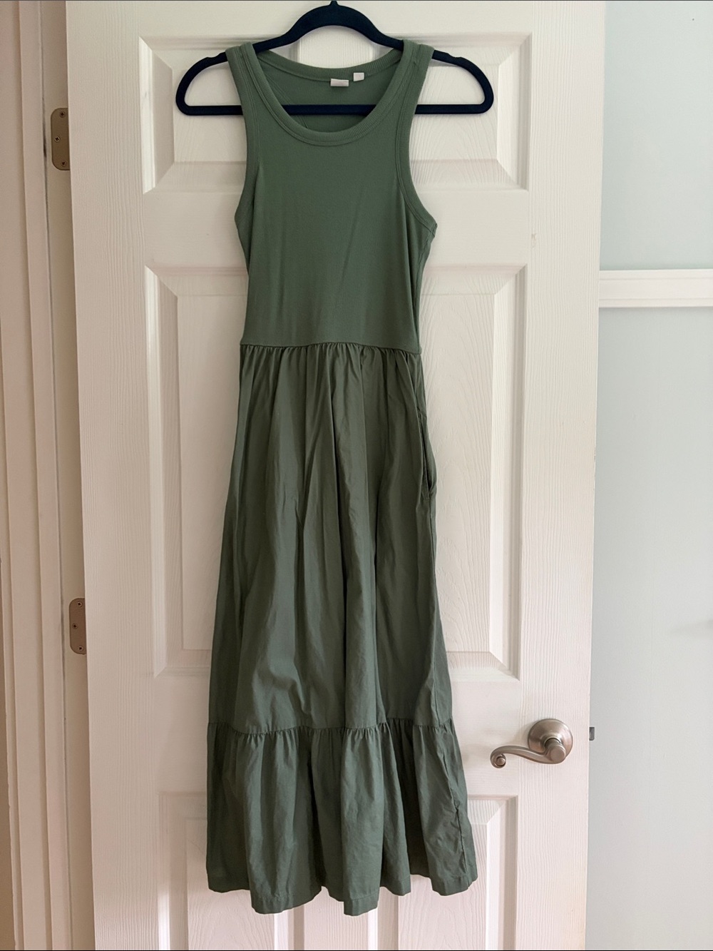 GAP Olive Green Sleeveless Midi Dress